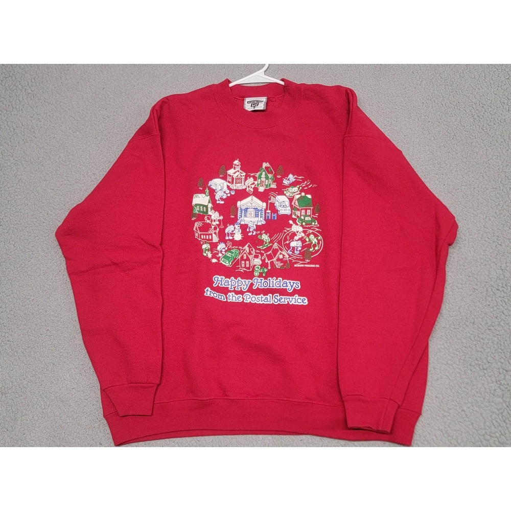 Vintage Lee Sweatshirt Mens XL Happy Holidays Postal Service USA‎ Crewneck 90s